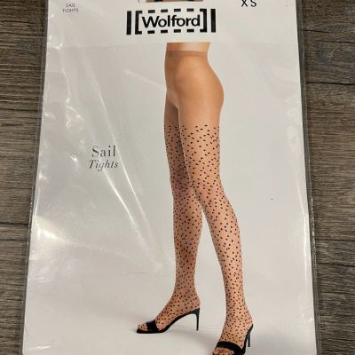 Sail Tights by Wolford Size XS Gobi Black Tights with Geometric Design